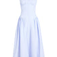 The sleeveless Kendall Dress by Proenza Schouler White Label in light blue Tech Cotton features a fitted bodice, scoop neckline, and gathered midi skirt.