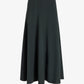 The Heidi Stretch Cotton Skirt by Proenza Schouler White Label is a black A-line midi skirt made from soft stretch cotton, featuring subtle vertical seams and shown against a plain white background.
