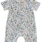 The Timo & Violet Baby Walker Terry Onesie is an eco-friendly, short-sleeved organic cotton romper with sea life prints, front buttons, and inseam snaps—perfect for your little one.