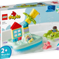 Image of LEGO® DUPLO® Water Park set 10989, "Water Park," shown on the packaging with various floating toy pieces including a slide, boat, and starfish. This Water Park Building Toy is labeled as suitable for ages 2 and up and contains 19 pieces. Brand: Legos - Toyhouse.