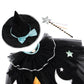 The Meri Meri Tulle Appliqué Witch Cape, Hat & Wand set is perfect for Halloween dress-up. It includes a pointy hat with a blue bow, a star-shaped wand, and a black dress adorned with star and moon embellishments along with a ruffled neckline trim. This enchanting set from Meri Meri is ideal for imaginative play and adds a magical touch to any occasion.