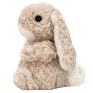 The Jellycat Yummy Bunny by Jellycat is a beige plush bunny stuffed animal with floppy ears, sitting upright and facing left against a white background.