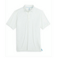 The Johnnie-O Huronn Featherweight Polo, with short sleeves and a classic collar, is laid flat on a white background. This stylish polo provides UPF 50 sun protection for essential functionality.