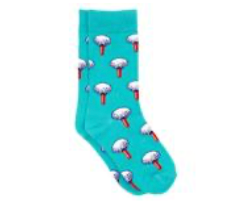 Turquoise Boys' Lucky Duck Socks by Properly Tied feature a playful pattern of white clouds with red stripes.