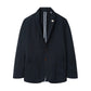 The Alan Paine Bridgeford Summer Blazer, shown against a white background, is a navy blue smart-casual jacket featuring two buttons, patch pockets, notched lapels, and a subtle pin on the left collar.