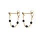 Explore the Gigi Clozeau Classic Gigi Earrings, featuring gold round studs with short chains and black beads. This piece perfectly blends classic elegance with modern flair.