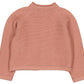 The Kidiwi Ariel Wool Cardigan for baby girls and girls is shown from the back in light pink with long sleeves against a white background—ideal for cozy fall and winter knit style.