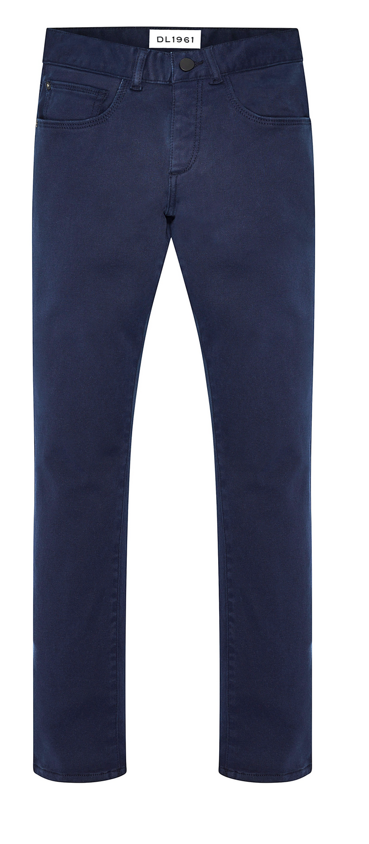 The DL1961 Brady Slim Jean in dark blue, featuring a slim fit and front pockets, displayed against a white background.