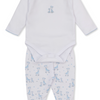Baby Just Giraffes Footed Pant Set - White/Lt Blue