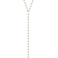 Introducing the Gigi Clozeau Party Y Necklace 19.7", a stunning piece showcasing a gold lariat design embellished with green beads and an eye-catching round pendant, enhanced by elegant resin pearls from the renowned brand Gigi Clozeau.