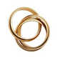 Two interlocking gold rings, including the Lie Studio Sofie Ring, are displayed against a white background to create a striking statement look.