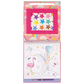 An open Floss and Rock Fantasy Paint By Numbers set features a star-shaped color palette at the top and a partially colored illustration of a mermaid, flamingo, butterflies, and clouds below; a paintbrush rests at the bottom.
