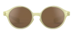 IZIPIZI Baby #D Polarized Sunglasses featuring round, light beige frames and brown polarized lenses, designed as lightweight toddler sunglasses with UV protection, are displayed on a white background.