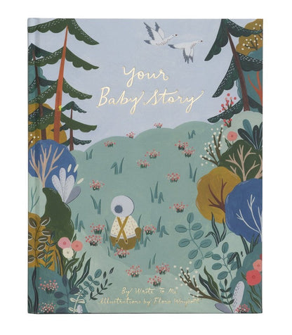 Write to Me Your Baby Story" by Write To Me is a charming children's book with vibrant illustrations of trees, plants, and a small child exploring a meadow. Perfect for first birthday celebrations, it beautifully captures the magic of early childhood in an endearing baby storybook.