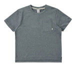The Boys’ Cove Essential Pocket Tee by Rylee & Cru is a gray short-sleeve t-shirt featuring a crew neck and a small front pocket on the left side, shown laid flat on a white background—an everyday staple for comfortable and casual style.