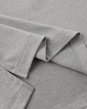 Close-up of a folded light gray Boys’ Cove Essential Tee by Rylee & Cru, highlighting fine stitching and smooth texture—an everyday essential made for comfort.