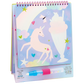 Floss and Rock’s Fantasy Easel Watercard and Pen is a pastel-colored, spiral-bound activity pad featuring unicorns, hearts, stars, and clouds. With a refillable magic water pen attached at the bottom, this reusable coloring pad is the perfect portable kids art set for creative fun anywhere.
