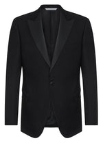 Samuelsohn Bennet Contemporary Fit Tuxedo suit jacket with notched lapels and a button closure, crafted with Ice Wool, displayed on a plain white background.