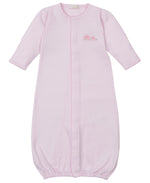 The Kissy Kissy Premier Elephant Esprit Convertible Gown features soft Pima cotton, long sleeves, an elastic hem, and a hand-embroidered elephant design on the left chest.