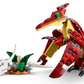 The Legos - Toyhouse LEGO® Creator 3-in-1 Fierce Dinosaur, featuring a red and yellow pterosaur with a white dinosaur skull and green plant on a gray base, makes a fun display for any dinosaur toy collection.