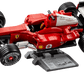 The LEGO® Icons Ferrari F2004 & Michael Schumacher by Legos - Toyhouse features a Ferrari F1 model displayed on a stand with a racing suit minifigure and a small podium with trophy.