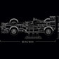 Technical line drawing of the LEGO® Icons Ferrari F2004 & Michael Schumacher by Legos - Toyhouse, side view with labeled dimensions: 32 cm (12.5 in.) long and 13 cm (5 in.) high.