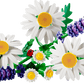 The LEGO® Botanicals Daisies by Legos - Toyhouse features white daisies, yellow flowers, purple lavender, and a red ladybug. This building set makes a perfect flower bouquet for kids.