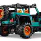 The Legos - Toyhouse LEGO® Technic™ Jeep® Wrangler Rubicon SUV kit features large off-road tires, orange wheel rims, and a roof rack, shown from the rear left angle.