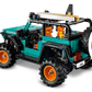 The LEGO® Technic™ Jeep® Wrangler Rubicon SUV by Legos - Toyhouse features large orange-rimmed tires, a detailed interior, spare rear tire, and moveable wheels—ideal for model car kit fans.