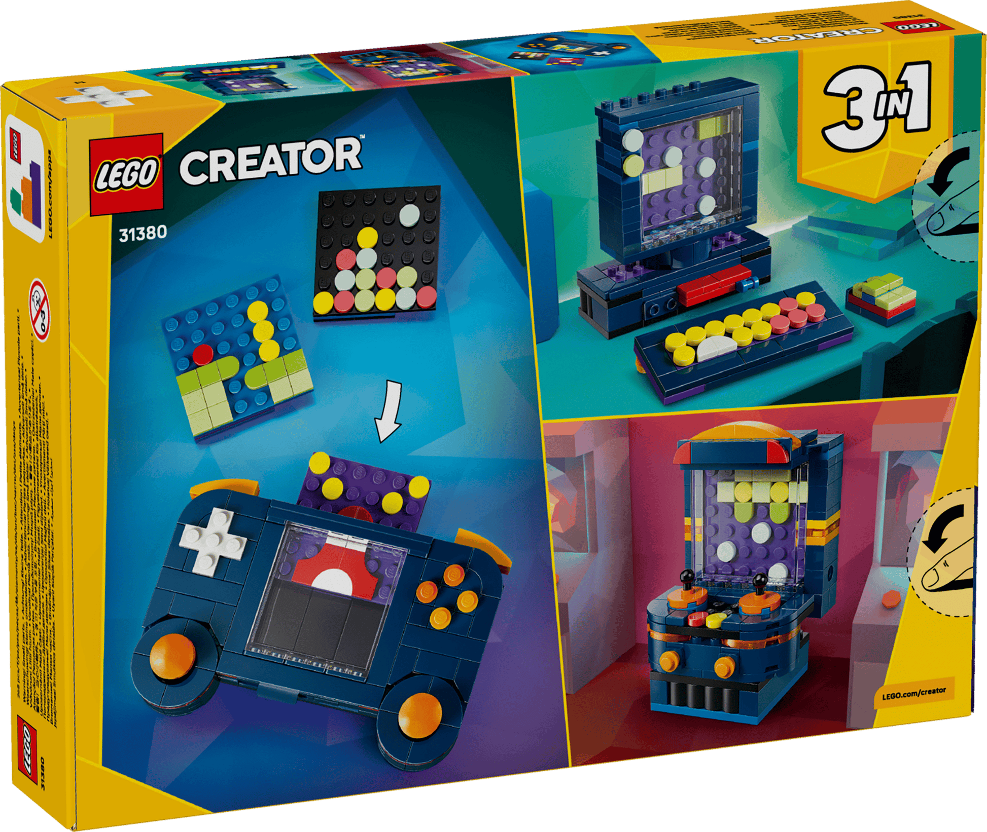 The LEGO® Creator 3-in-1 Retro Gaming Console by Legos - Toyhouse lets you build a retro console, tabletop arcade machine, or standing cabinet with colorful buttons—ideal gamer room decor.