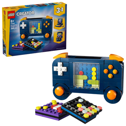 Build a toy video game controller with the LEGO® Creator 3-in-1 Retro Gaming Console by Legos - Toyhouse. This 268-piece set includes interchangeable screens and packaging—perfect for ages 8+ or as unique gamer room decor.