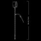 Line drawing of a 36 cm (14 in) garden stake with fixture on black background—ideal for showcasing your Legos - Toyhouse LEGO® Botanicals Tulip Bouquet or adding a touch of floral style to your home decor.