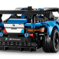 Rear view of the LEGO® Technic™ BMW M4 GT3 EVO Race Car by Legos - Toyhouse, a detailed kit with blue and black pieces, racing decals, and large rear spoiler—an ideal STEM toy for motorsport fans.