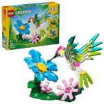 Legos - Toyhouse LEGO® Creator 3-in-1 Wild Animals: Colorful Hummingbird lets you build a vibrant hummingbird near flowers, with the box in the background—ideal for animal figures set collectors.