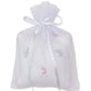 A charming baby gift: the Kissy Kissy SCE Safari Party Musical Pillow, featuring a square pillow embroidered with safari animals—an elephant, a giraffe, and a pink bear—beautifully presented in a white organza gift bag with ribbon tie.