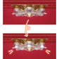 Two images of the Calico Critters Red Roof Riverside Manor chandelier: the top image shows it turned off, and the bottom image shows it turned on, with a curved arrow indicating the change—perfect lighting inspiration for your mini mansion or whimsical playroom.