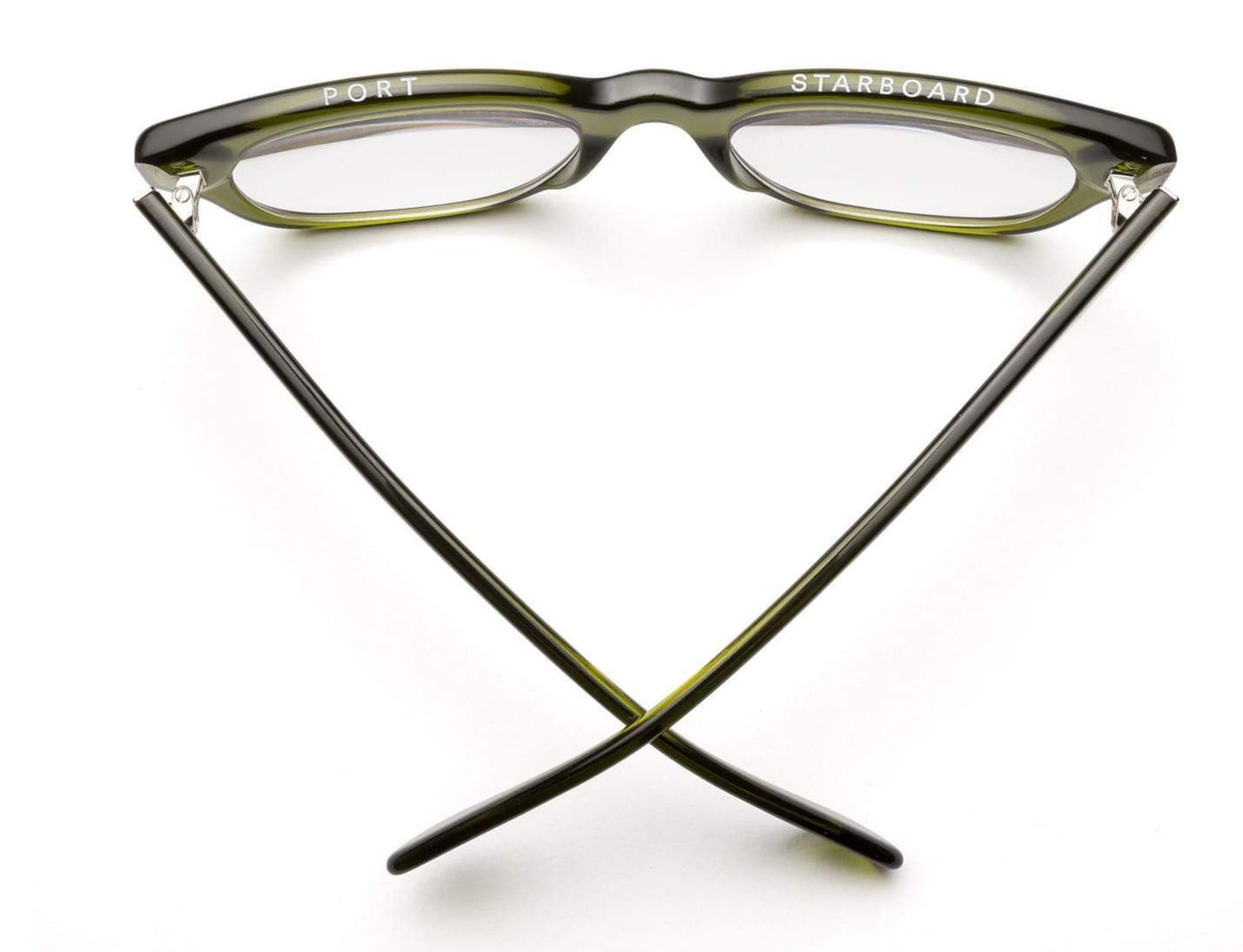 A pair of Caddis Miklos Readers with a thin frame on a white background.