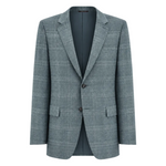 Canali Seafoam Plaid Blazer: a contemporary blue-green two-button blazer in a regular fit, featuring notch lapels and flap pockets.