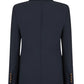 Back view of the Blaze Milano First Class Charmer Blazer, a slim fit navy blazer featuring a notched collar and four brown buttons on each sleeve cuff.