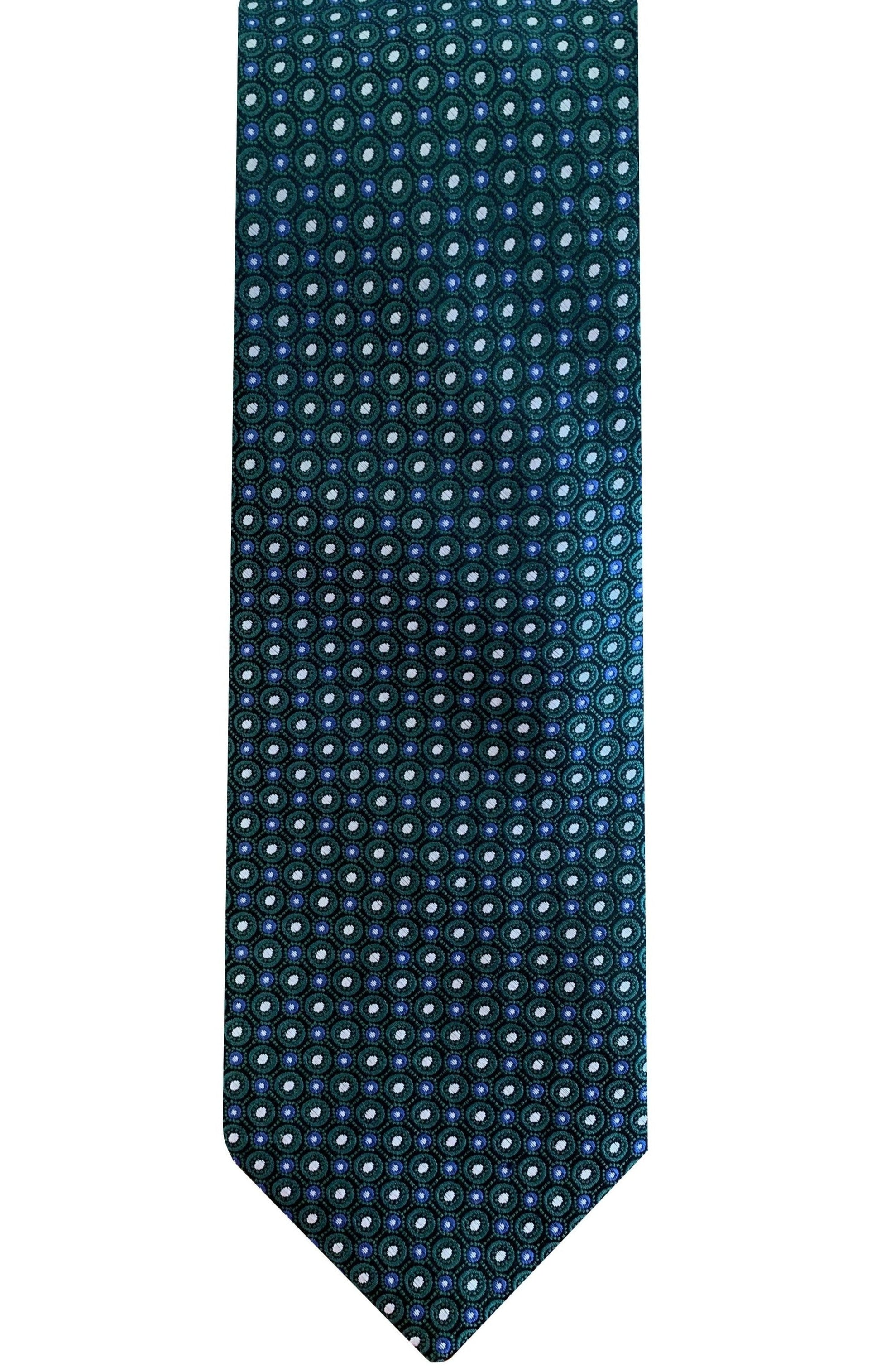 A handcrafted Robert Jensen Circle Dot Pattern Tie with concentric circle designs.