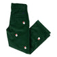 A pair of Boys' Critter Prep School Corduroy Pants from The Beaufort Bonnet Company, featuring green fabric with small embroidered Santa Claus faces.