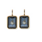 Lizzie Fortunato Tile Earrings feature a gold frame with tile inspiration and include striking dark blue stones accented by a small central gemstone detail.