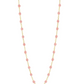 The Gigi Clozeau Classic Gigi Necklace 19.7" features a delicate design with an 18-carat yellow gold chain adorned with elegantly spaced pink beads.