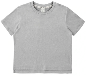 The Boys’ Cove Essential Tee by Rylee & Cru is a plain light gray short-sleeve t-shirt with a crew neckline, laid flat on a white background—an everyday essential designed for comfort.