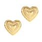 Anabel Aram Heart Radiant stud earrings, a pair of 18K gold plated hearts featuring a textured sunburst pattern around a smooth center.