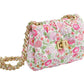 Milledeux Small Chain Bag in Liberty Print with gold chain strap and quilted flap closure.