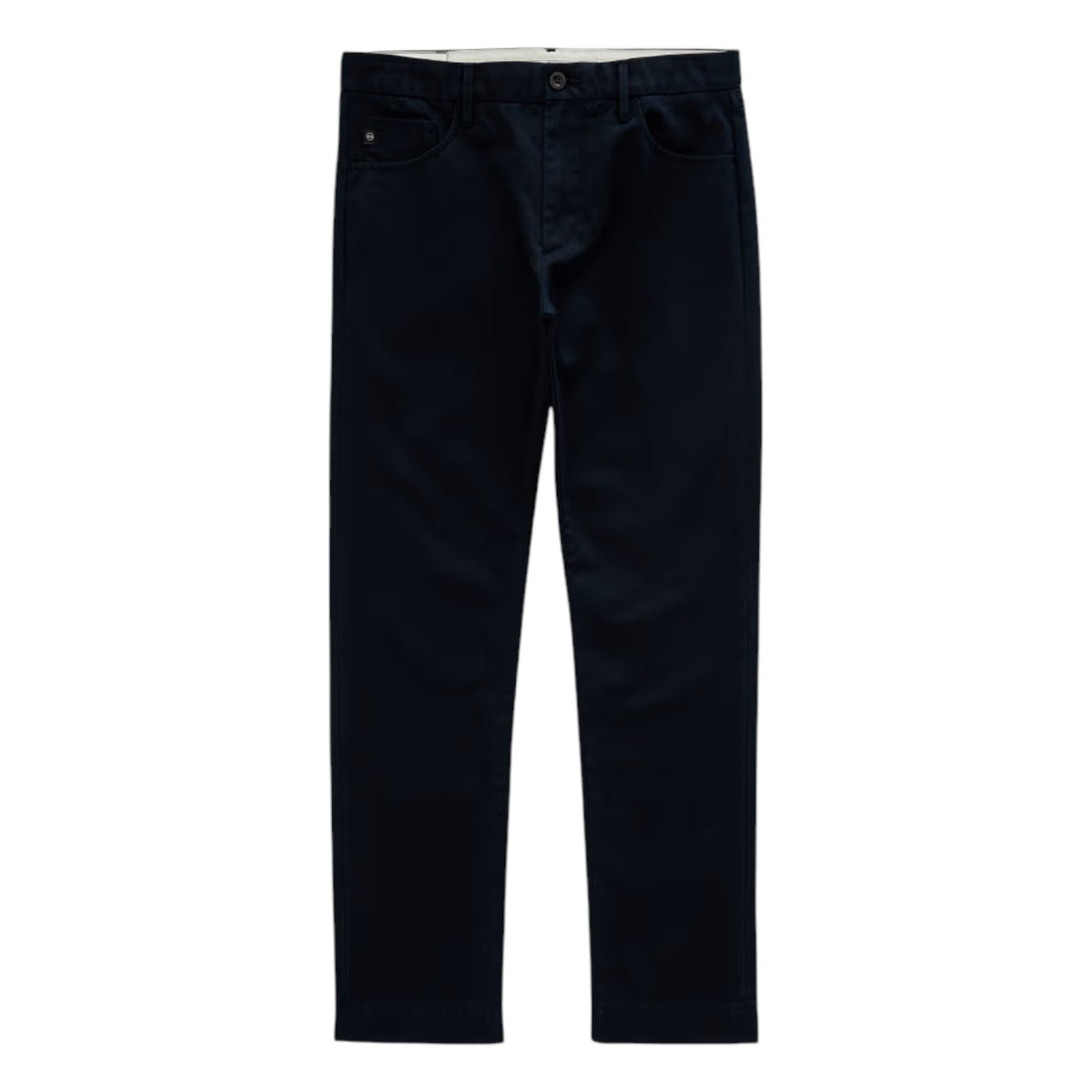 Everett Tailored Pant in dark navy water-resistant gabardine with a slim straight-leg fit and button closure.