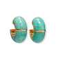 The Lizzie Fortunato Zellige Hoops are half-hoop earrings with turquoise green stone and gold-plated brass accents, shown on a white background.