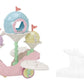 Calico Critters Floral Fantasy Skyship features pastel-colored domes shaped like flowers atop a pink wheeled base, and comes with a clear plastic stand—making it the perfect skyship for your Latte Cat baby in an adorable fairy costume to set off on enchanting adventures.