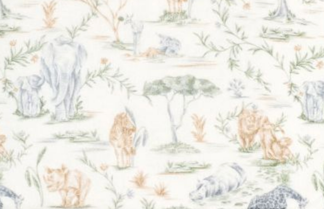 Line illustrations of safari animals and foliage on white velour cotton terry make the Timo & Violet Kids' Bathrobe a perfect choice.